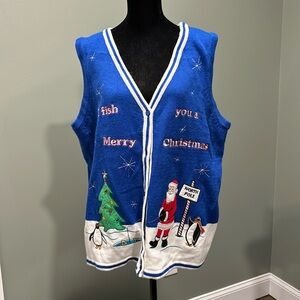 Christmas Sweater Vest- XL Unisex
like New
“I Fish You a Merry Christmas”